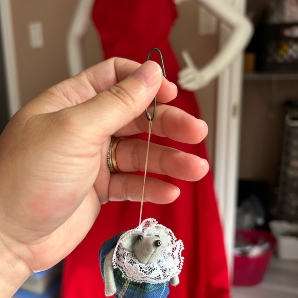 4/$50 felted handmade Plaid Blue Mouse vintage Christmas Ornament 🐭 - Picture 4 of 6